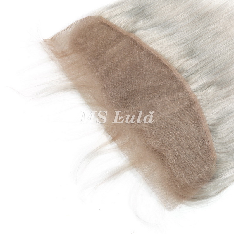 Silver Grey Virgin Hair Straight 13X4 Lace Frontal - 图片 7